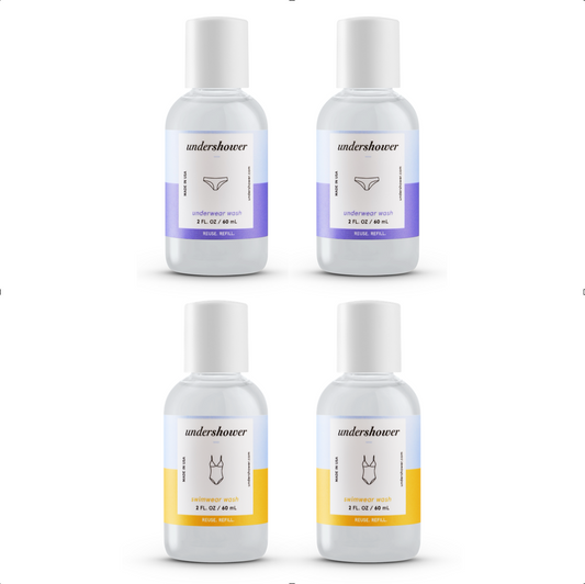 Underwear & Swimwear Detergent Bundle. Travel Size. 2 fl oz each. Pack of 4