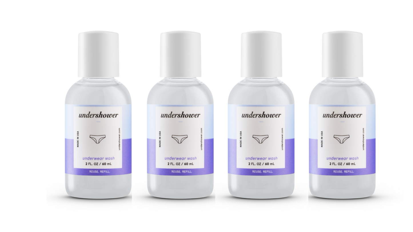 Underwear Detergent Bundle. Travel Size. 2 fl oz each. Pack of 4.