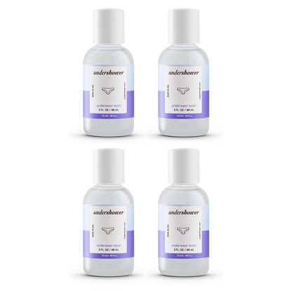 Underwear Detergent Bundle. Travel Size. 2 fl oz each. Pack of 4.